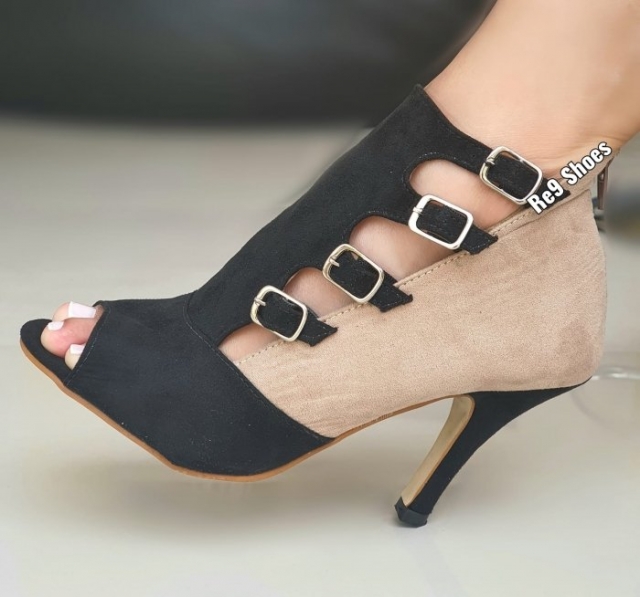 PEEP TOE PRETO / AREIA